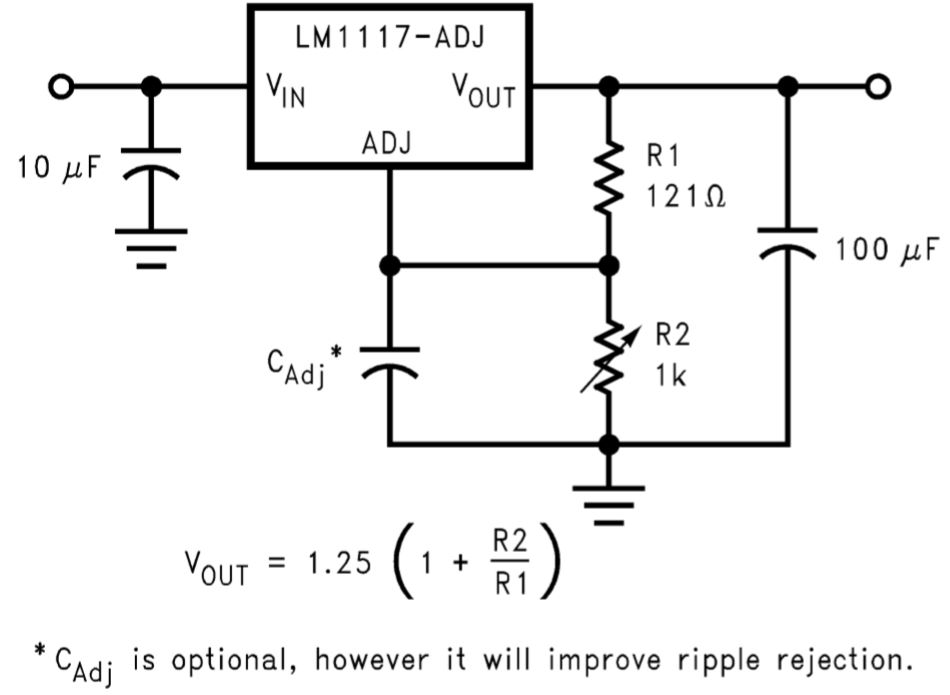 Variable output. 1117 Стабилизатор даташит 3.3. Ams1117 ADJ схема. Ams117 ADJ схема включения. Стабилизатор 3.3 вольта микросхема lm1117.